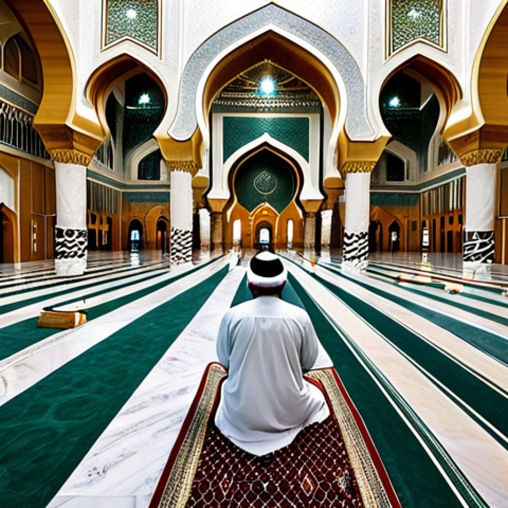 쿠웨이트 이슬람 건축 양식 - Grand Mosque Interior**

"The interior of a grand mosque in Kuwait, showcasing Islamic architectural...