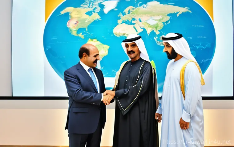 쿠웨이트 원유 수출국으로서의 위치 - **Prompt:** A visually rich, wide-angle shot of a sprawling, advanced oil production facility in Kuw...