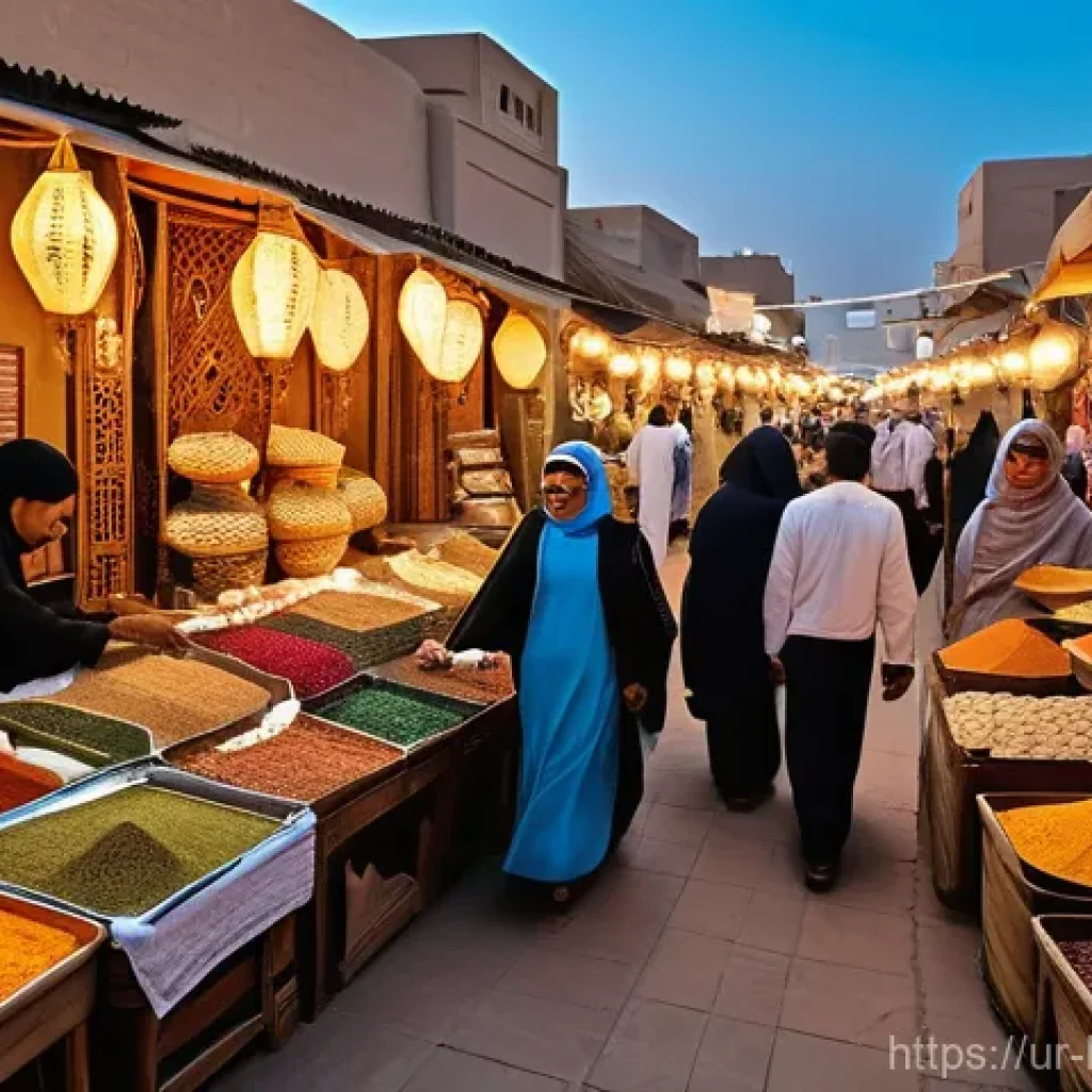 쿠웨이트 달전광장 방문 팁 - **Vibrant Evening at Kuwait's Traditional Souk**
    "An enchanting, bustling evening scene within K...