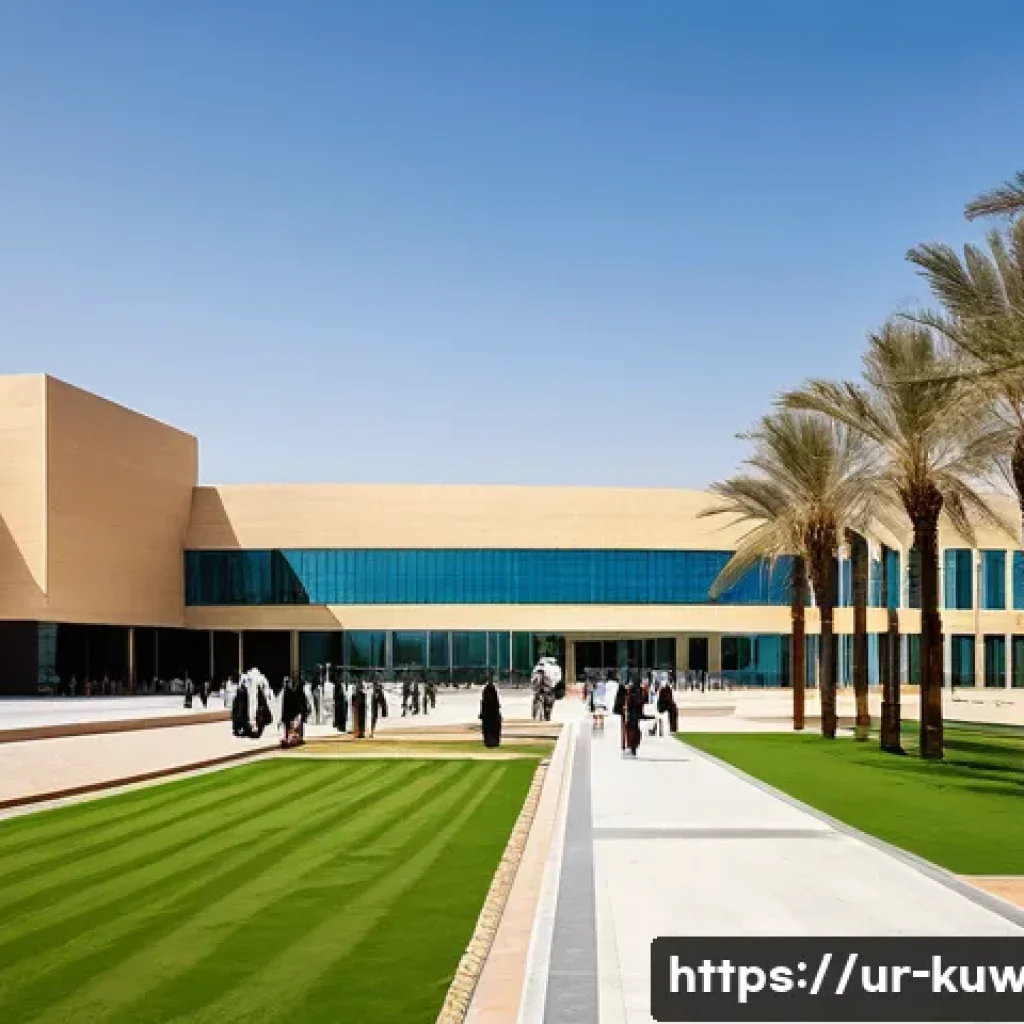 쿠웨이트의 대학교 순위 - A modern university campus in Kuwait featuring state-of-the-art educational facilities: sleek glass ...